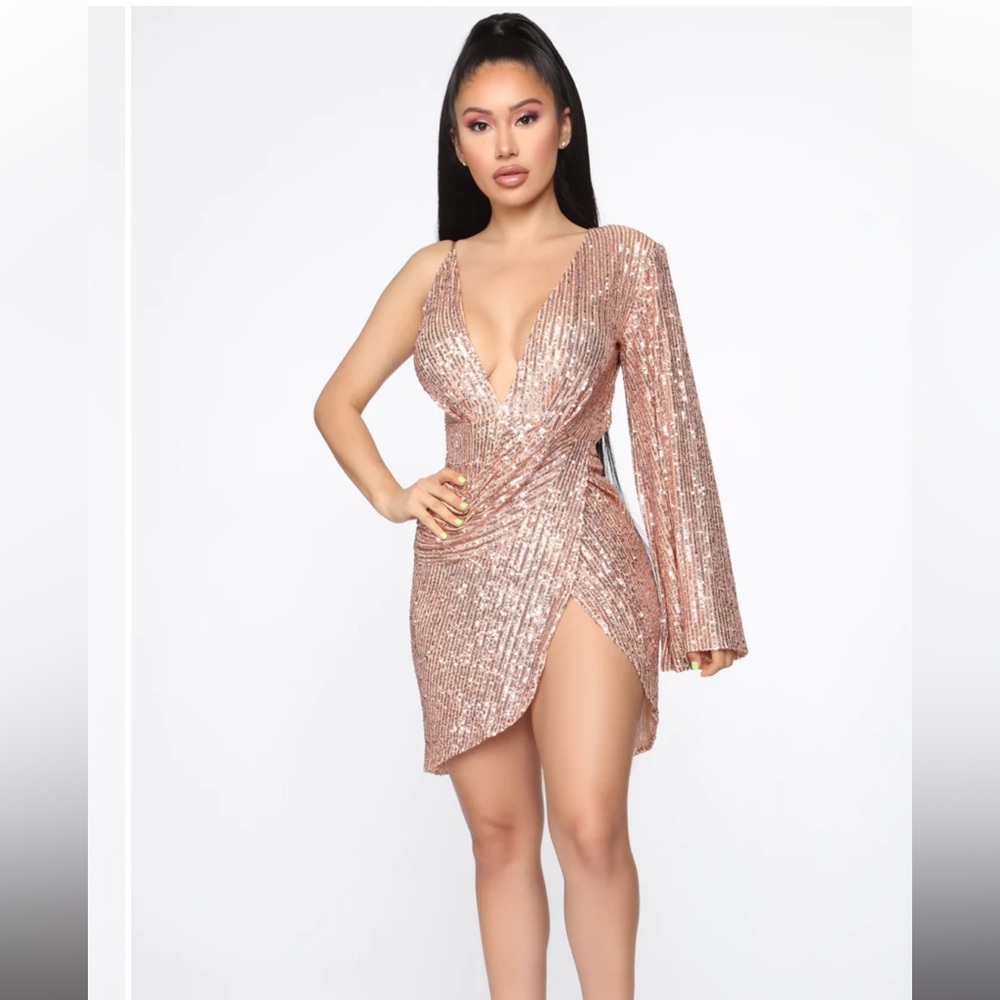 Fashion nova rose gold mini dress